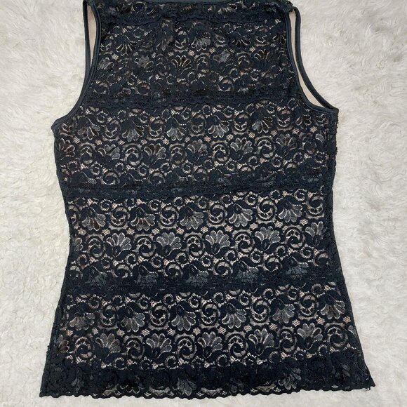 BCBGMAXAZRIA Women's Black Lace Tank Top Size 4 - Picture 3 of 7